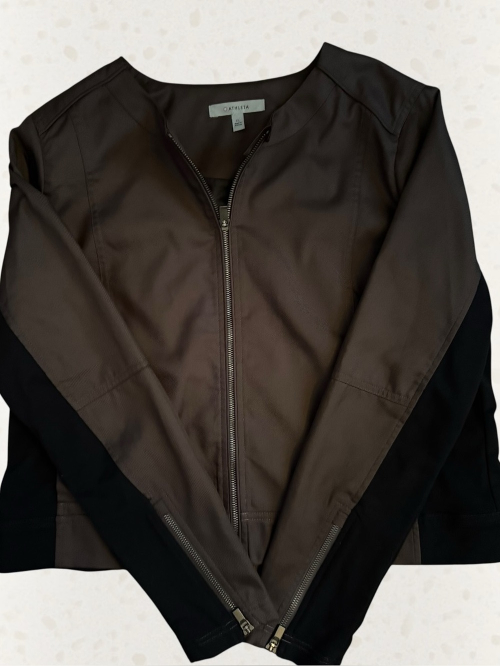 Athleta Womens XL Full Zip Jacket Brown Black Colorblock Lightweight Athleisure